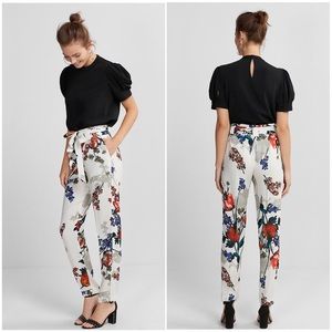EXPRESS Floral Sash High Rise Ankle Pant